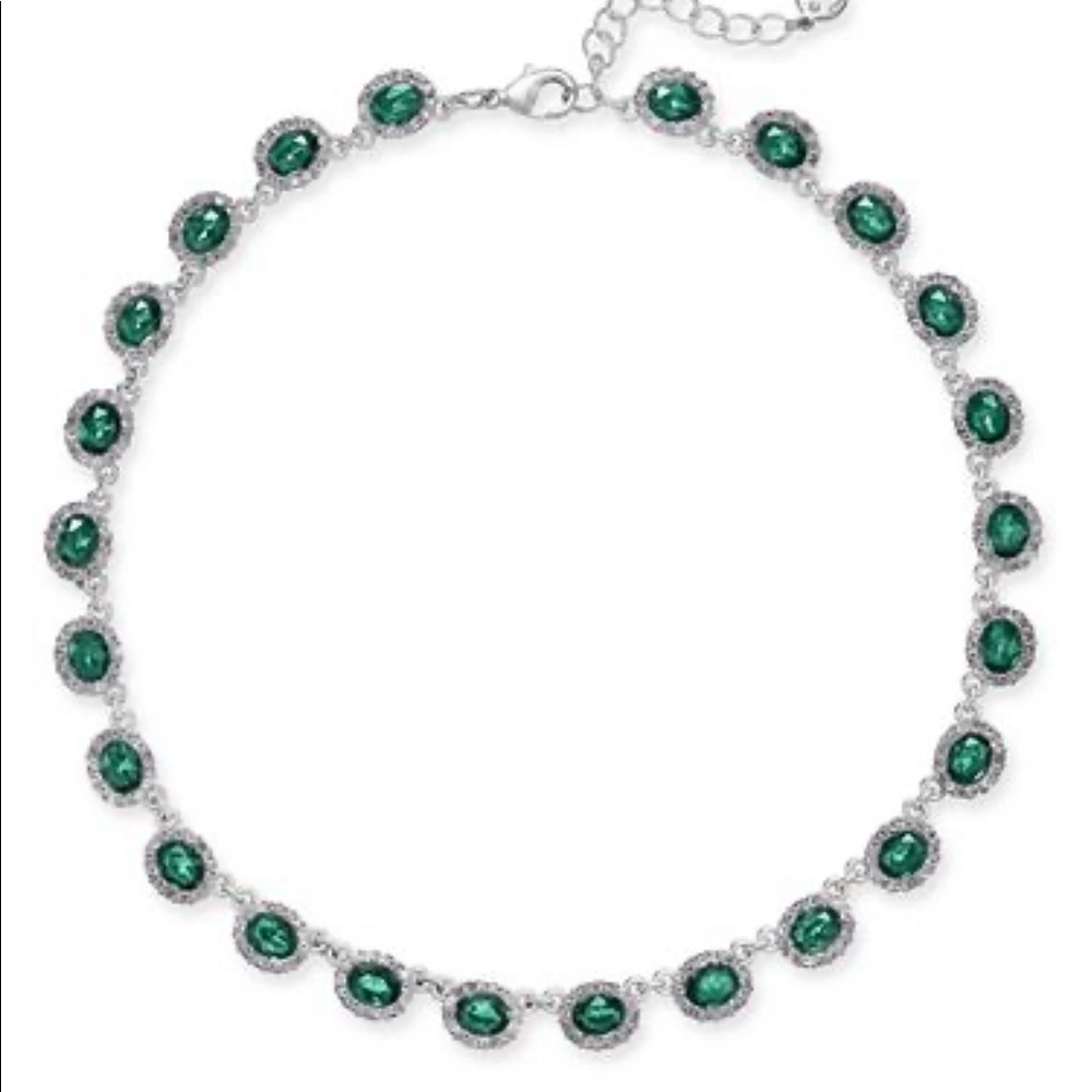 Green Crystal Pave Collar Necklace